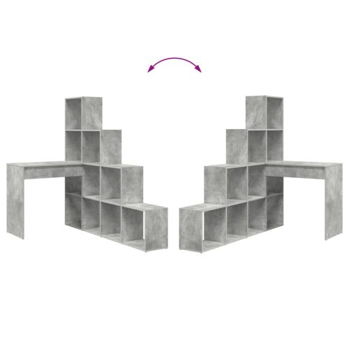  Sarokíróasztal polcokkal tárolóval Beton szürke 101,5 x 149,5 x 149,5 cm