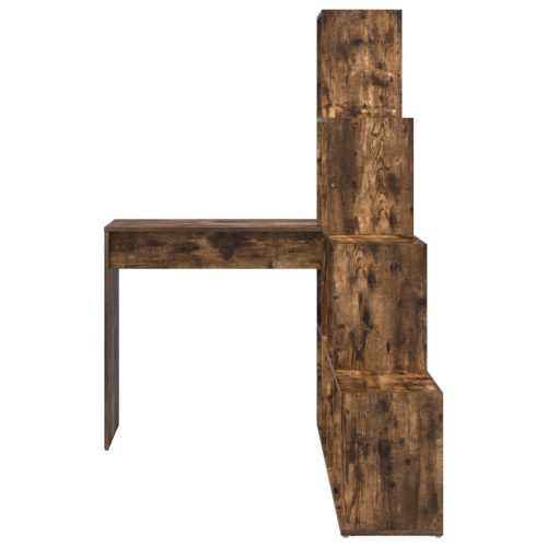  Sarokíróasztal polcokkal tárolóval Füstölt tölgy 101,5 x 149,5 x 149,5 cm