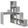  Sarokíróasztal polcokkal tárolóval Szürke sonoma 101,5 x 149,5 x 149,5 cm