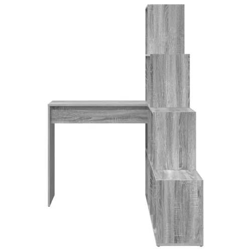  Sarokíróasztal polcokkal tárolóval Szürke sonoma 101,5 x 149,5 x 149,5 cm