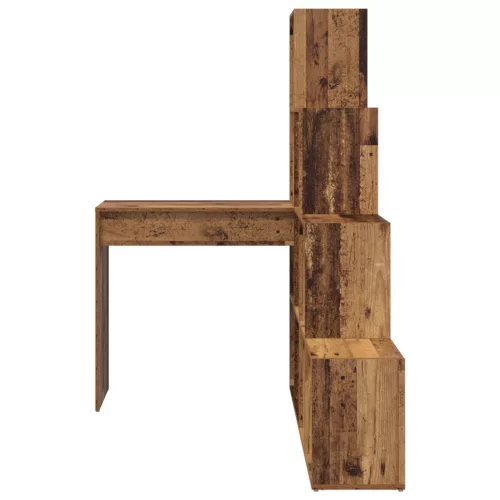  Sarokíróasztal polcokkal tárolóval Régi fa 101,5 x 149,5 x 149,5 cm