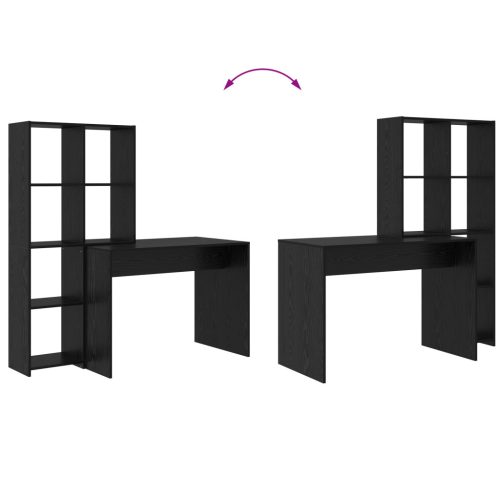  Asztal polcokkal tárolóval Musta tammi 138.5 x 55 x 143 cm Faanyag