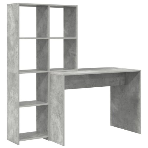  Asztal polcokkal tárolóval Beton szürke 138.5 x 55 x 143 cm Faanyag