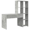  Asztal polcokkal tárolóval Beton szürke 138.5 x 55 x 143 cm Faanyag