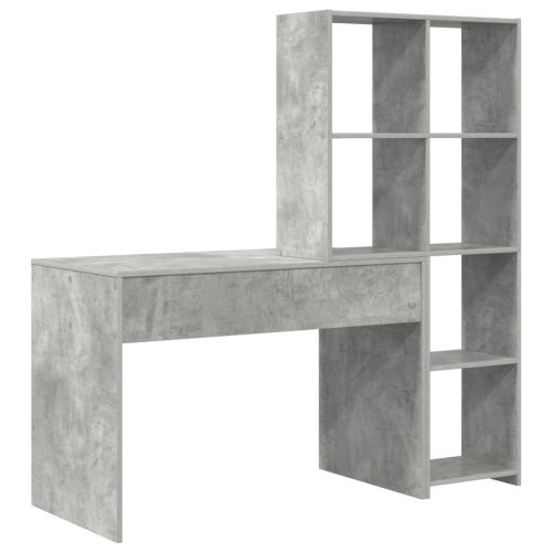 Asztal polcokkal tárolóval Beton szürke 138.5 x 55 x 143 cm Faanyag