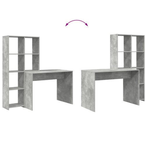 Asztal polcokkal tárolóval Beton szürke 138.5 x 55 x 143 cm Faanyag