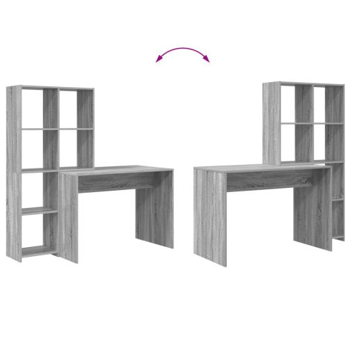  Asztal polcokkal tárolóval Szürke sonoma 138.5 x 55 x 143 cm Faanyag