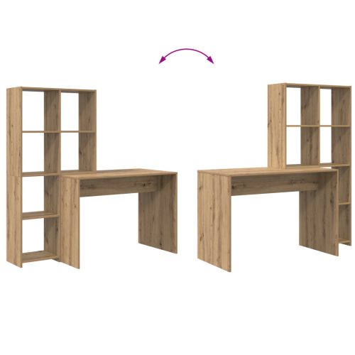  Asztal polcokkal tárolóval kézműves tölgy 138.5 x 55 x 143 cm Faanyag