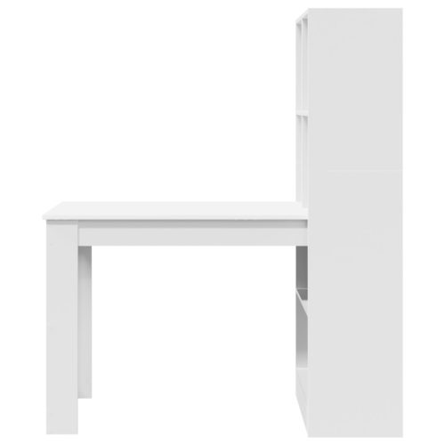  Asztal polcokkal tárolóval Fehér 122 x 67 x 145 cm Műgyanta és forgácslap