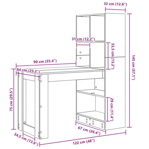  Asztal kézműves tölgy 122 x 67 x 145 cm Műgyanta és forgácslap