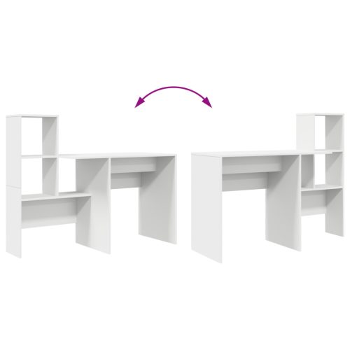  Asztal fiókkal polcokkal tárolóval Fehér 131.5 x 50 x 106.5 cm Faanyag