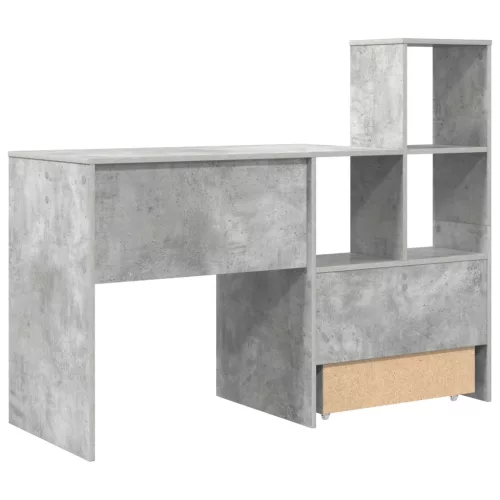  Asztal fiókkal polcokkal tárolóval Beton szürke 131.5 x 50 x 106.5 cm Faanyag
