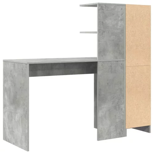  Tárolóval rendelkező íróasztal polcokkal 2 pcs Beton Szürke
