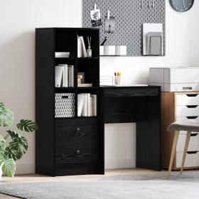  Asztal fiókkal polcokkal tárolóval 2 pcs Fekete tölgy