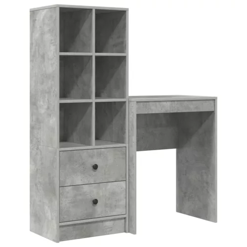  Asztal fiókkal polcokkal tárolóval 2 pcs Beton Szürke