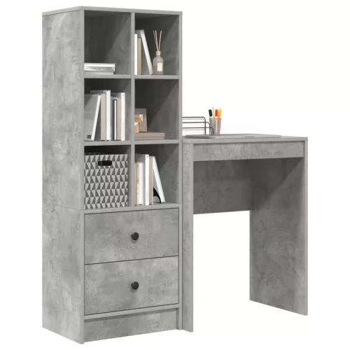  Asztal fiókkal polcokkal tárolóval 2 pcs Beton Szürke