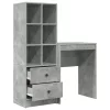  Asztal fiókkal polcokkal tárolóval 2 pcs Beton Szürke