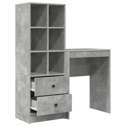  Asztal fiókkal polcokkal tárolóval 2 pcs Beton Szürke