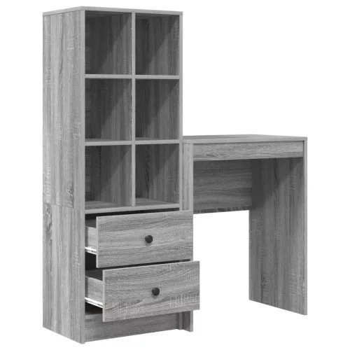  Asztal fiókkal polcokkal tárolóval 2 pcs Szürke Sonoma