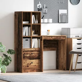  Asztal fiókkal polcokkal tárolóval 2 pcs Öreg fa