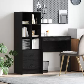  Asztal fiókkal polcokkal tárolóval 2 pcs Fekete tölgy