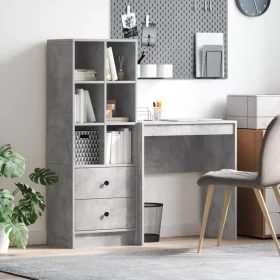  Asztal fiókkal polcokkal tárolóval 2 pcs Beton Szürke