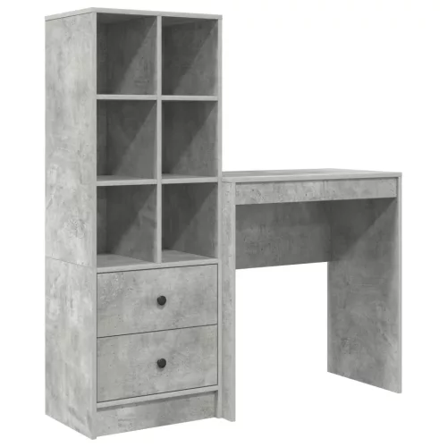  Asztal fiókkal polcokkal tárolóval 2 pcs Beton Szürke