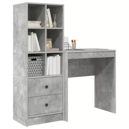  Asztal fiókkal polcokkal tárolóval 2 pcs Beton Szürke