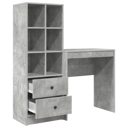  Asztal fiókkal polcokkal tárolóval 2 pcs Beton Szürke