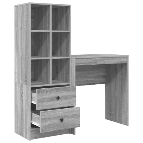  Asztal fiókkal polcokkal tárolóval 2 pcs Szürke Sonoma
