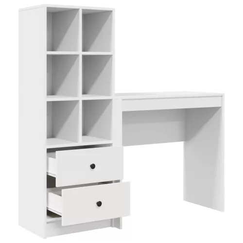  Asztal fiókkal polcokkal tárolóval 2 pcs Fehér