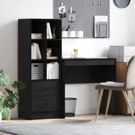  Asztal fiókkal polcokkal tárolóval 2 pcs Fekete tölgy