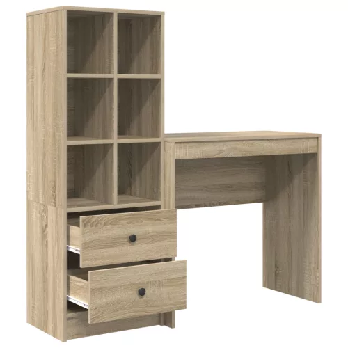  Asztal fiókkal polcokkal tárolóval 2 pcs Sonoma tölgy