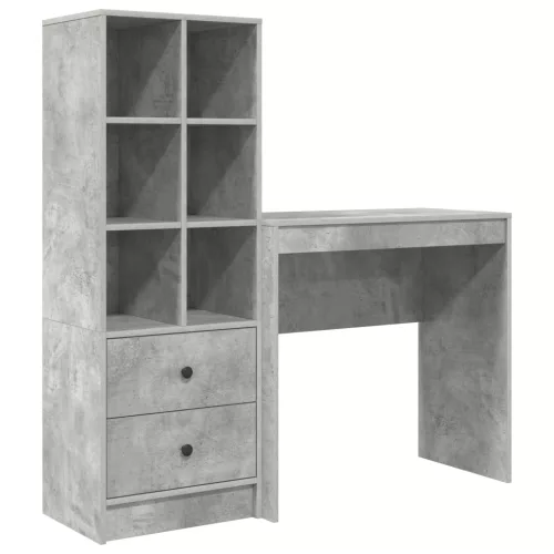  Asztal fiókkal polcokkal tárolóval 2 pcs Beton Szürke