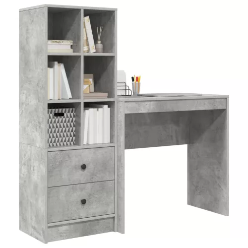 Asztal fiókkal polcokkal tárolóval 2 pcs Beton Szürke