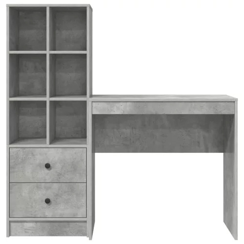  Asztal fiókkal polcokkal tárolóval 2 pcs Beton Szürke
