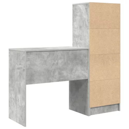  Asztal fiókkal polcokkal tárolóval 2 pcs Beton Szürke