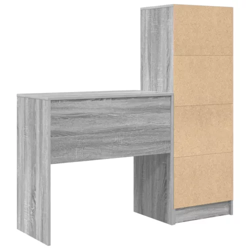  Asztal fiókkal polcokkal tárolóval 2 pcs Szürke Sonoma