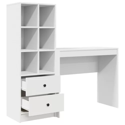  Asztal fiókkal polcokkal tárolóval 2 pcs Fehér