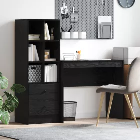  Asztal fiókkal polcokkal tárolóval 2 pcs Fekete tölgy