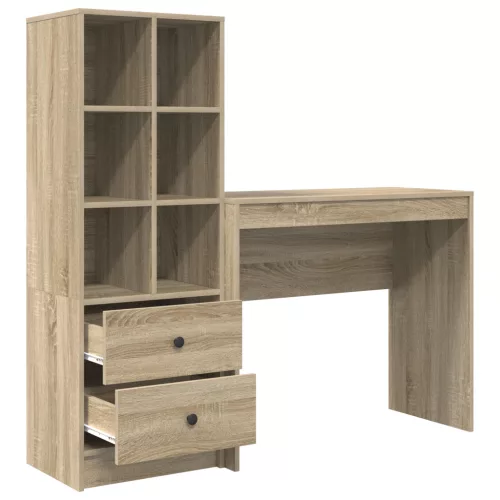  Asztal fiókkal polcokkal tárolóval 2 pcs Sonoma tölgy