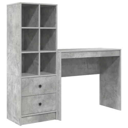  Asztal fiókkal polcokkal tárolóval 2 pcs Beton Szürke
