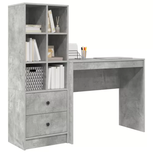  Asztal fiókkal polcokkal tárolóval 2 pcs Beton Szürke
