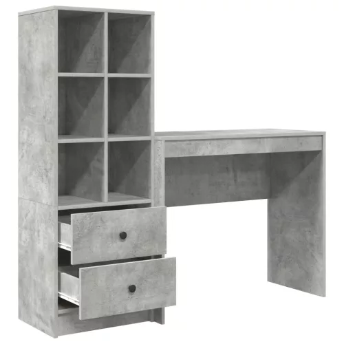  Asztal fiókkal polcokkal tárolóval 2 pcs Beton Szürke
