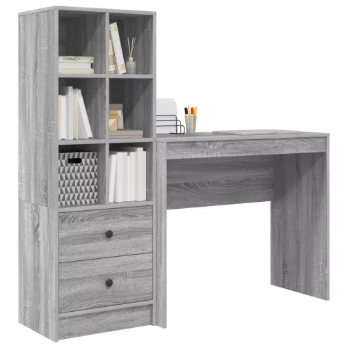  Asztal fiókkal polcokkal tárolóval 2 pcs Szürke Sonoma