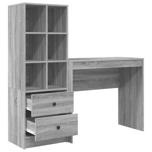 Asztal fiókkal polcokkal tárolóval 2 pcs Szürke Sonoma