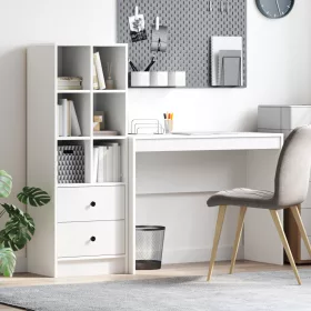  Asztal fiókkal polcokkal tárolóval 2 pcs Fehér