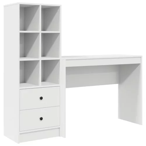  Asztal fiókkal polcokkal tárolóval 2 pcs Fehér