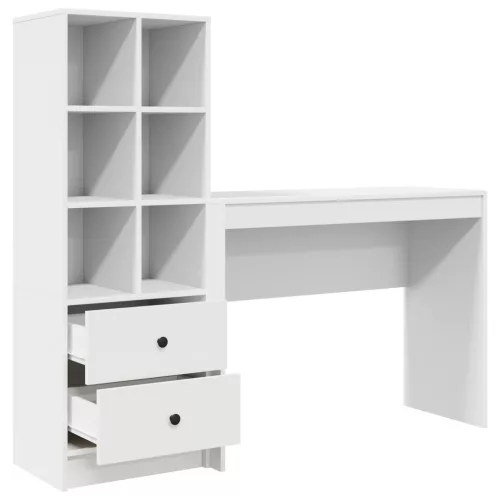  Asztal fiókkal polcokkal tárolóval 2 pcs Fehér
