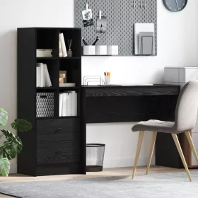  Asztal fiókkal polcokkal tárolóval 2 pcs Fekete tölgy